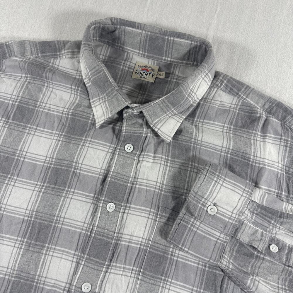 Faherty Mens All Time Long Sleeve Button Down Dress Shirt Size XXL White Plaid